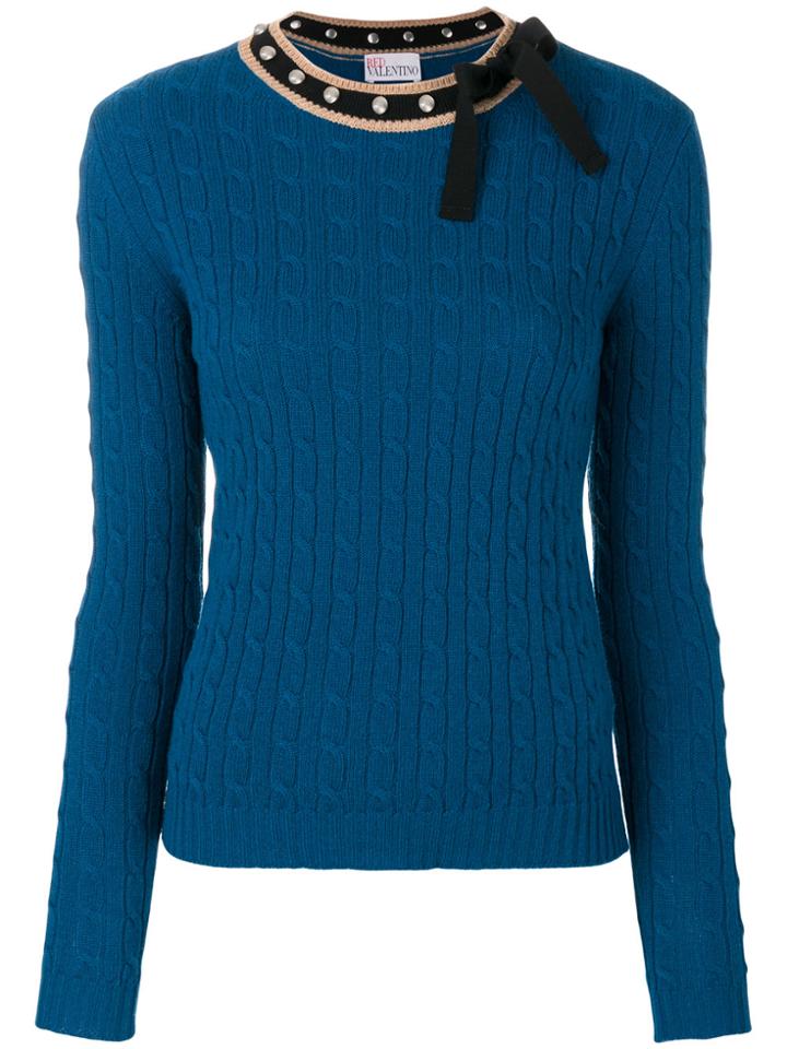 Red Valentino Studded Bow Tie Pullover - Blue