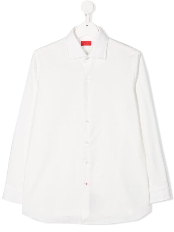 Isaia Kids Teen Spread Collar Shirt - White