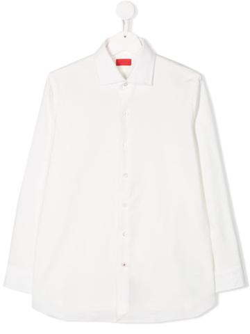 Isaia Kids Teen Spread Collar Shirt - White