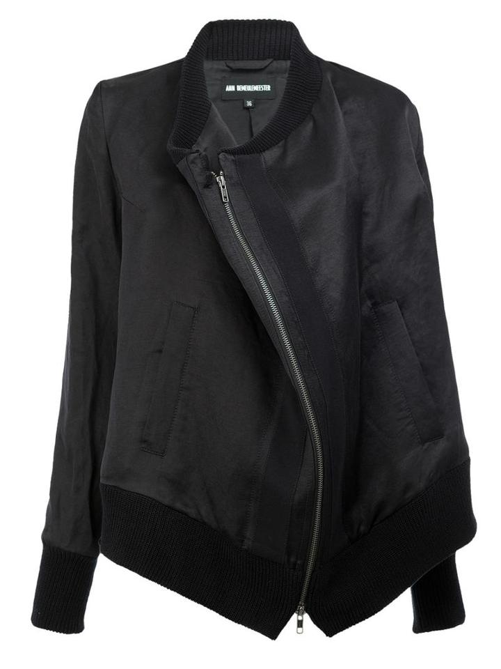 Ann Demeulemeester Oversized Bomber Jacket, Women's, Size: 38, Black, Silk/cotton/linen/flax/rayon