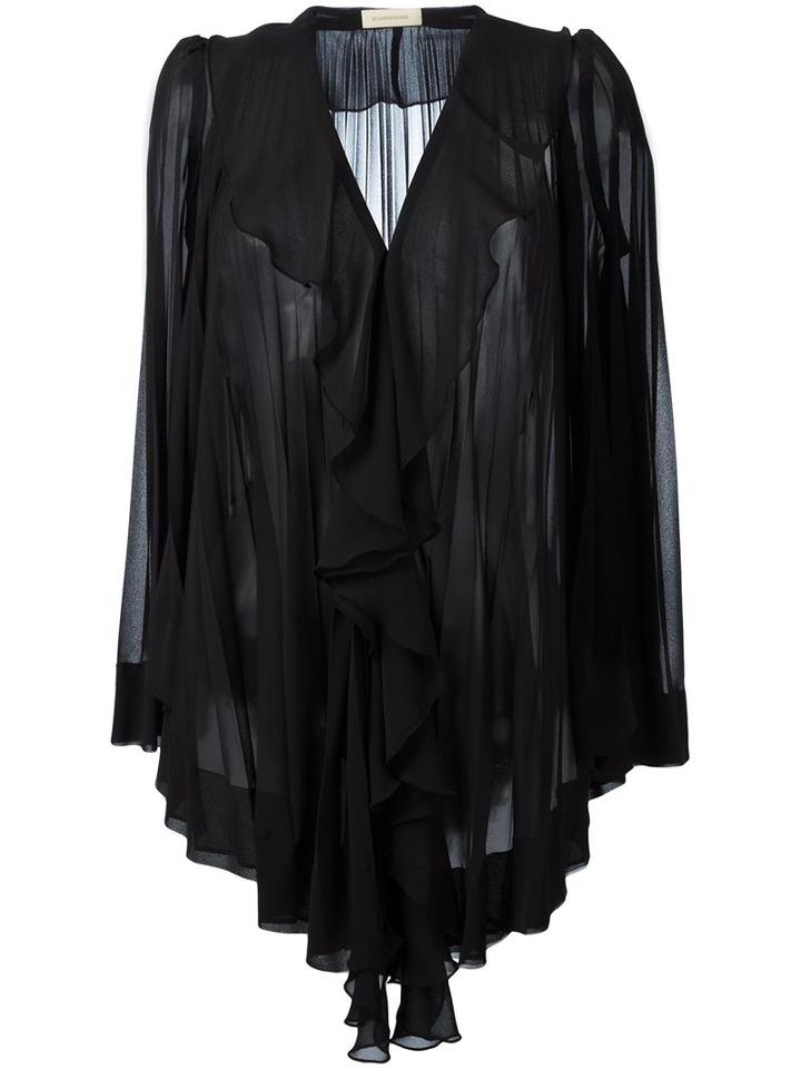 Wunderkind Ruffle Detail Blouse, Women's, Size: 36, Black, Polyester