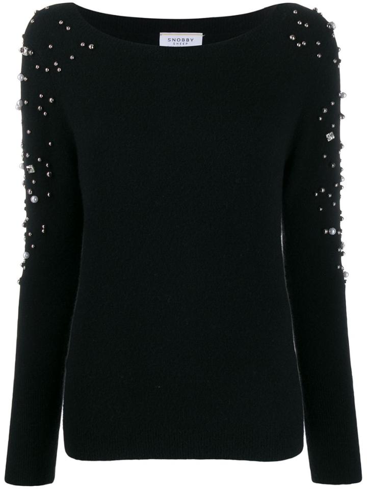 Snobby Sheep Embellished Knit Sweater - Black