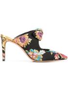 Alexandre Birman Floral Embroidered Mules - Black