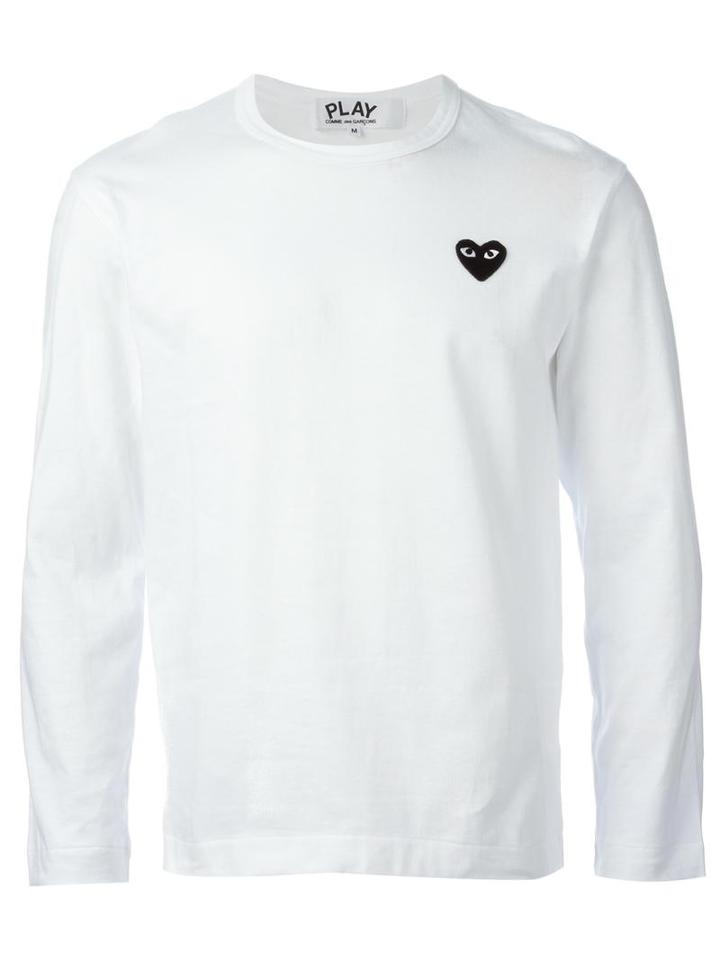 Comme Des Garçons Play Embroidered Heart T-shirt, Men's, Size: Small, White, Cotton