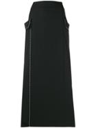 Yohji Yamamoto Pre-owned 2000's Contrast Stitch Maxi Skirt - Black