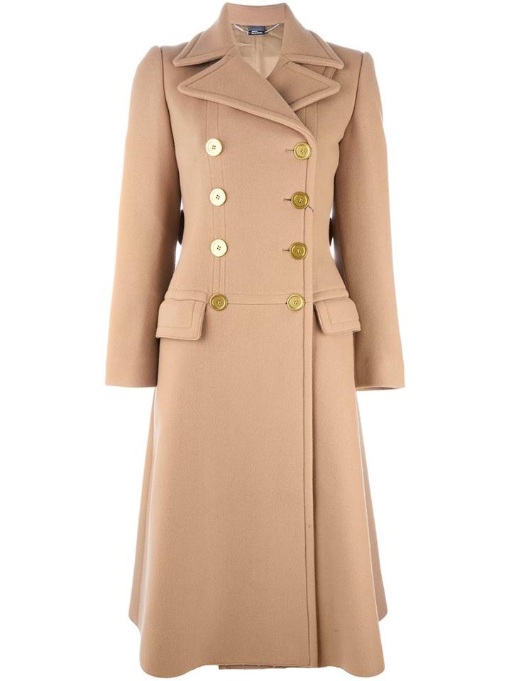 Alexander Mcqueen Double Breasted Coat, Women's, Size: 36, Brown, Cupro/virgin Wool