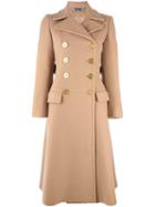 Alexander Mcqueen Double Breasted Coat, Women's, Size: 36, Brown, Cupro/virgin Wool