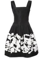 Oscar De La Renta Floral Flared Dress - Black