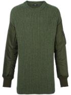 Diesel - Padded Sleeve Jumper - Men - Rayon/nylon/wool/polyester - S, Green, Rayon/nylon/wool/polyester