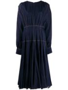 Msgm Contrast Stitching Denim Dress - Blue