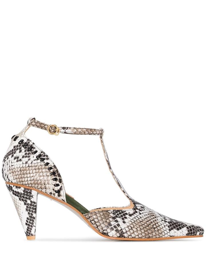Reike Nen Snake Print 80mm Pumps - Black