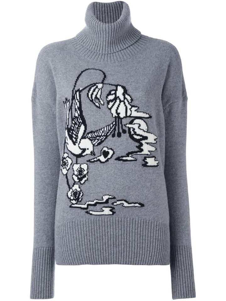 Markus Lupfer Bird Intarsia Jumper, Women's, Size: Xs, Grey, Wool