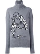 Markus Lupfer Bird Intarsia Jumper, Women's, Size: Xs, Grey, Wool