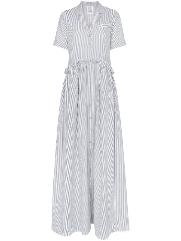 Rosie Assoulin Striped Button Down Maxi Dress - White