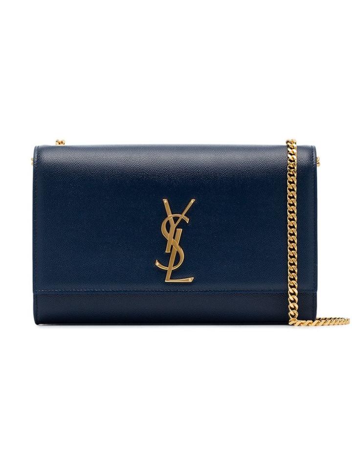 Saint Laurent Slp Kate M Grain Lthr W Gld Chn - Blue