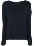 Nili Lotan Square Neck Fine Knit Sweater - Blue
