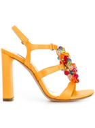 Casadei Bead Embellished Sandals - Yellow & Orange