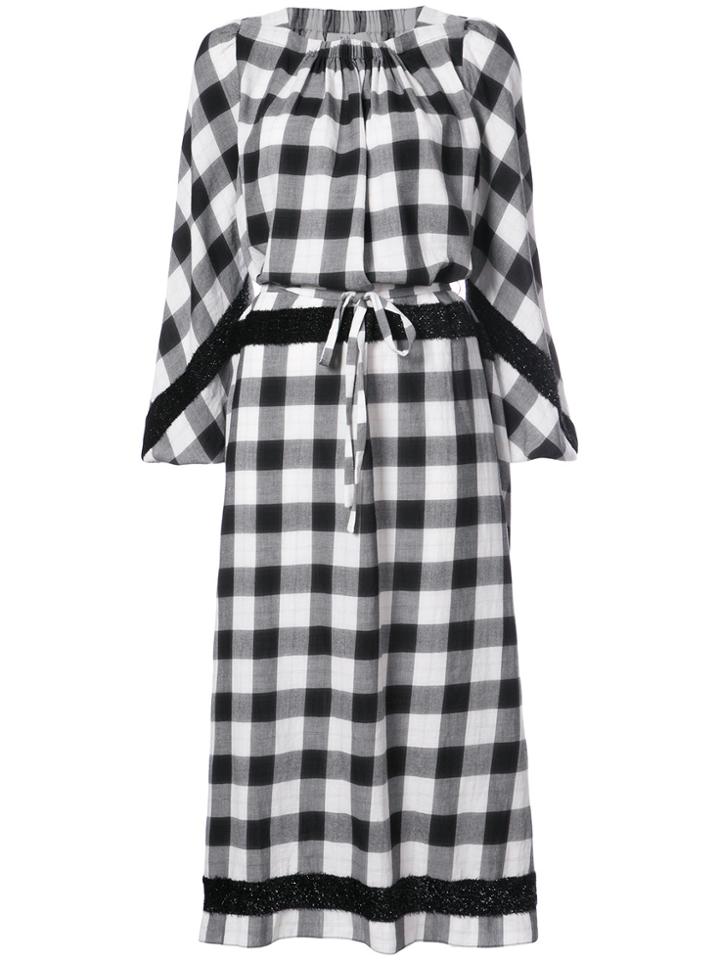 Tibi Macro Vichy Print Dress - Black