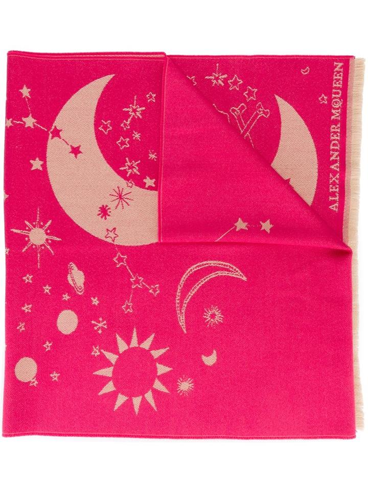 Alexander Mcqueen 'skull Constellation' Scarf, Women's, Pink/purple, Wool