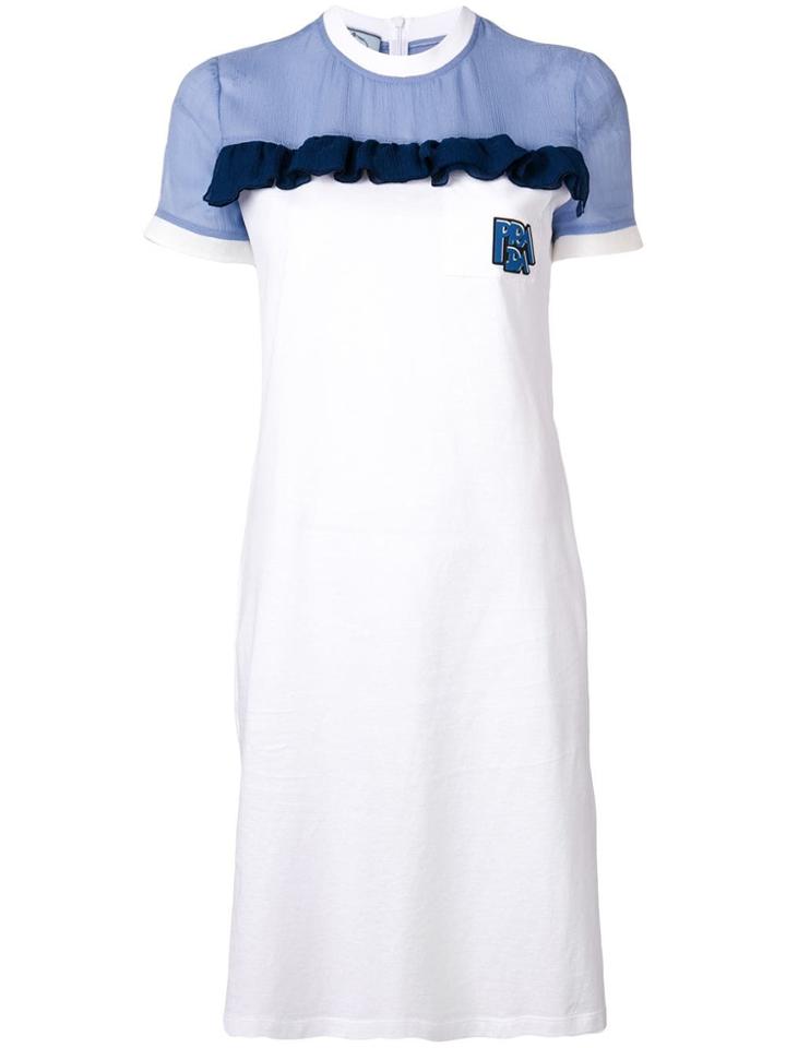 Prada Panelled T-shirt Dress - White