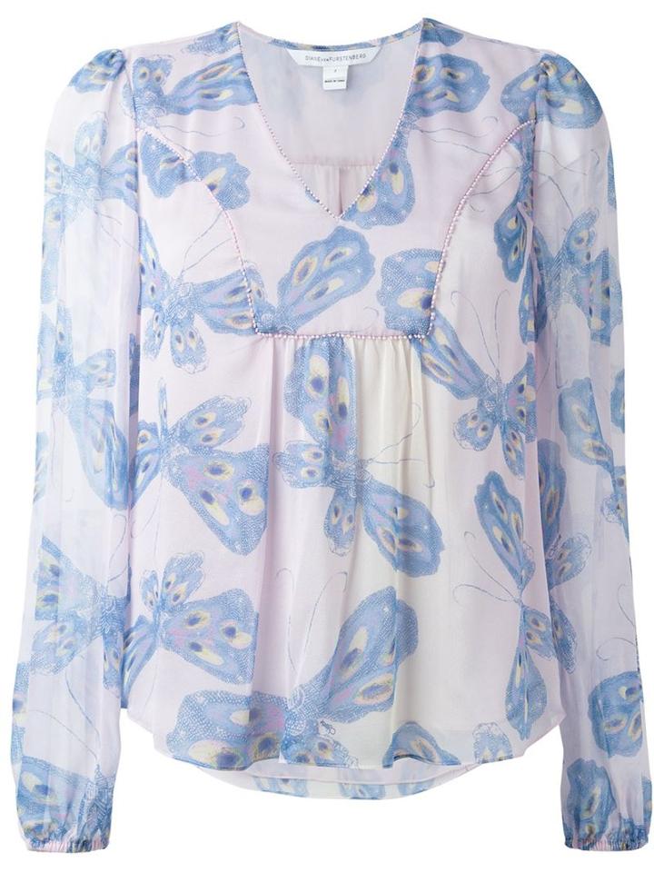 Diane Von Furstenberg 'papillon Ombre Periwinkle' Blouse