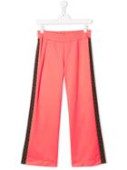 Fendi Kids Teen Side-stripe Flared Trousers - Orange