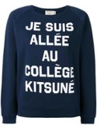 Maison Kitsuné Quote Print Sweatshirt, Women's, Size: Xs, Blue, Cotton