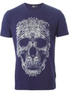 Just Cavalli Skull Print T-shirt, Men's, Size: S, Blue, Cotton/spandex/elastane