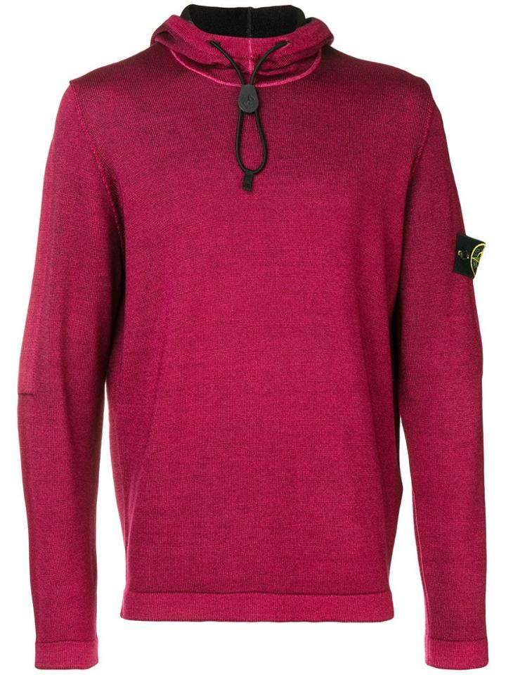 Stone Island Drawcord Hooded Knit Jumper - Pink