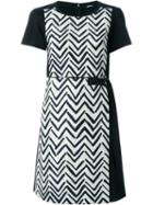 Jil Sander Navy Chevron Print Panel Dress