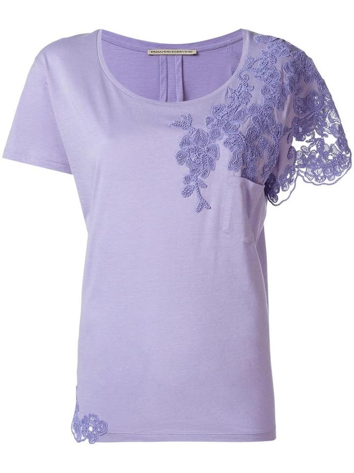 Ermanno Scervino Embroidered T-shirt, Women's, Size: 48, Pink/purple, Cotton