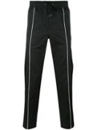Dolce & Gabbana Piped Track Pants, Men's, Size: 48, Black, Cotton/spandex/elastane