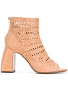 L'autre Chose Woven Perforated Boots - Brown