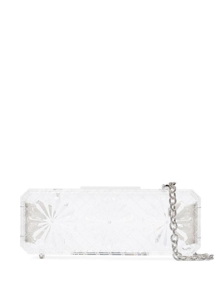 Y / Project Clear Flower Engraved Chain Strap Acrylic Clutch Bag -