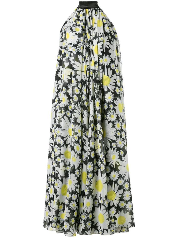 Richard Quinn Pleated Floral Midi Dress - White