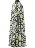 Richard Quinn Pleated Floral Midi Dress - White