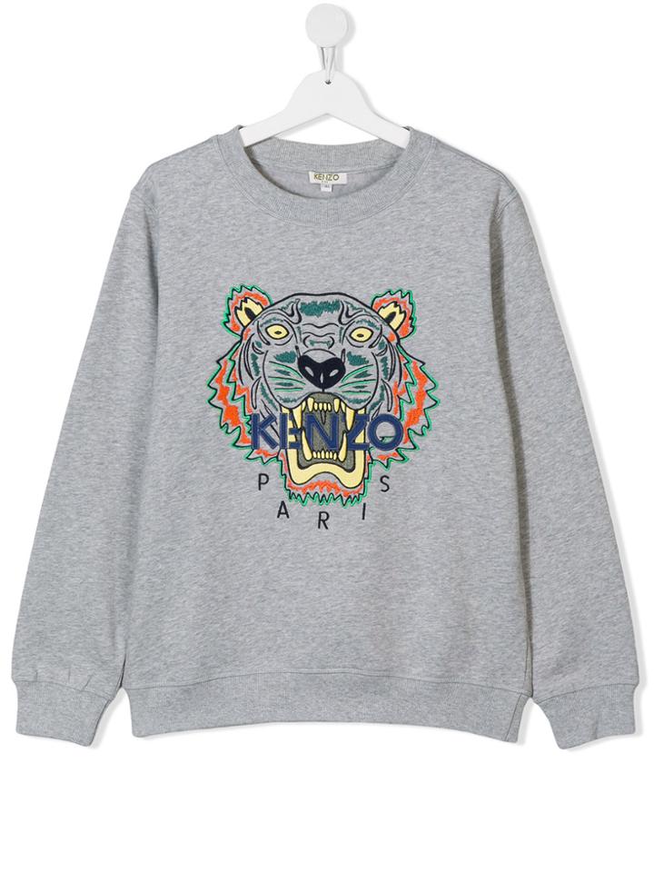 Kenzo Kids Teen Tiger Patch Sweatshirt - Grey