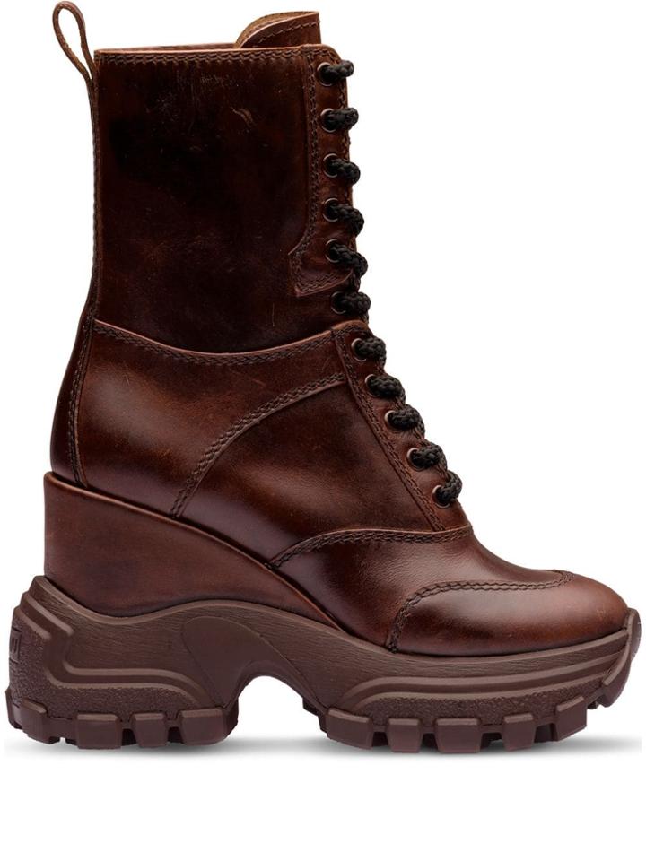 Miu Miu Chunky Platform Sole Boots - Brown