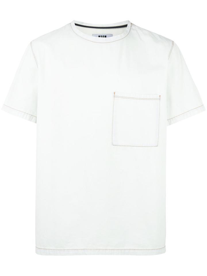 Msgm - Denim T-shirt - Men - Cotton - 48, White, Cotton