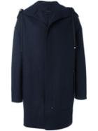Lanvin Hooded Coat, Men's, Size: 50, Blue, Calf Leather/wool