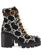 Gucci Gg Tweed Ankle Boot - Black