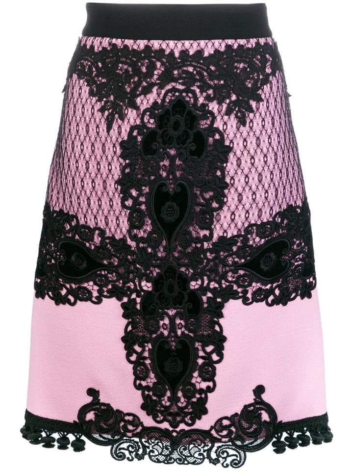 Fausto Puglisi Lace Embroidered Midi Skirt - Pink & Purple
