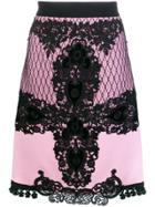 Fausto Puglisi Lace Embroidered Midi Skirt - Pink & Purple