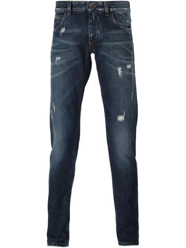 Dolce & Gabbana Ripped Jeans, Men's, Size: 54, Blue, Cotton