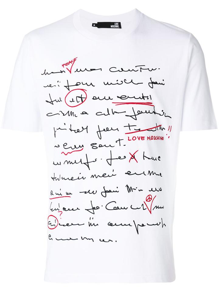 Love Moschino - Handwriting Print T-shirt - Men - Cotton - L, White, Cotton