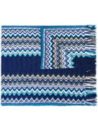 Missoni Zig-zag Pattern Scarf, Women's, Blue, Acrylic/polyester/viscose/wool