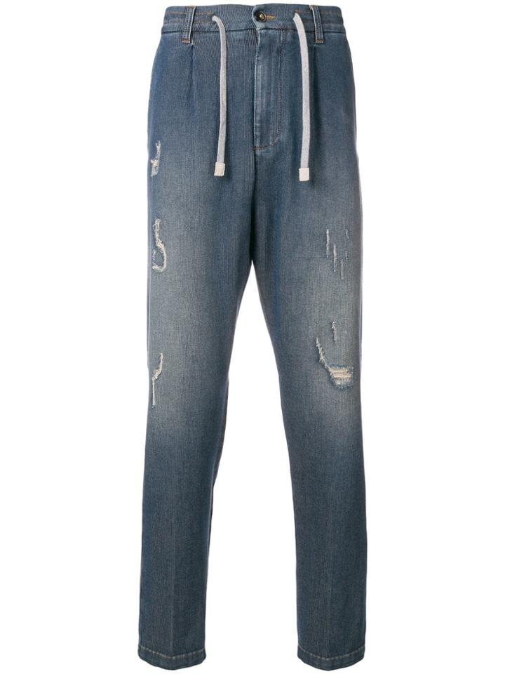 Eleventy Drawstring Waist Trousers - Blue