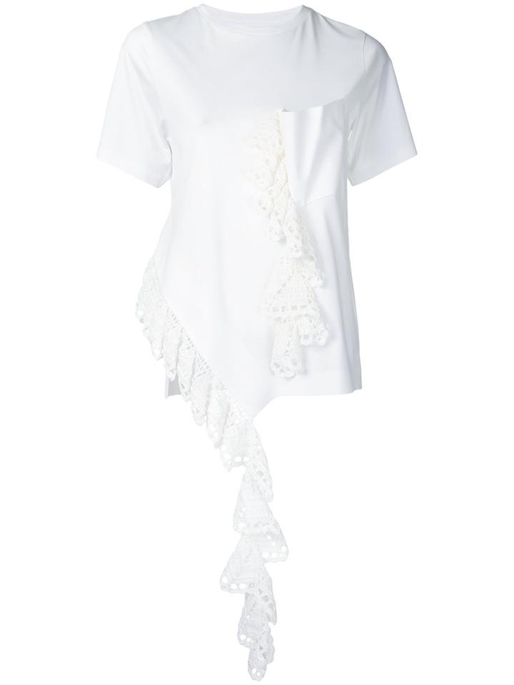 Irene - Crochet Frill Pocket T-shirt - Women - Cotton - 36, White, Cotton