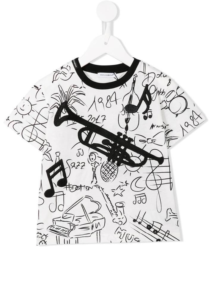 Dolce & Gabbana Kids - Musical Instrument Print T-shirt - Kids - Cotton/polyester/viscose - 24 Mth, White