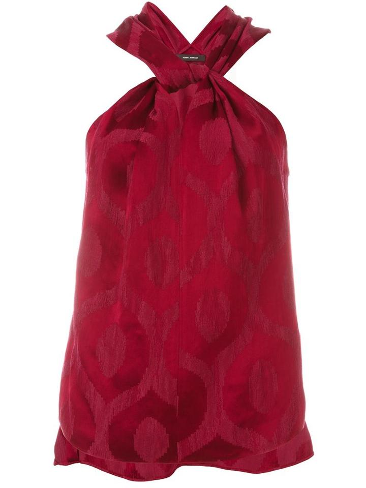 Isabel Marant Jacquard Halter-neck Tank, Women's, Size: 38, Red, Cotton/ramie/viscose